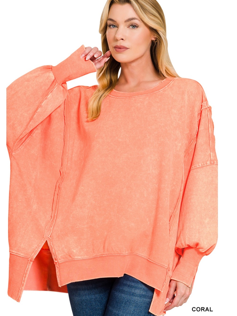 ZF59–🤎🩷🧡 (9 COLORS) ZENANA “CAMDENS” OVERSIZED CREWNECK